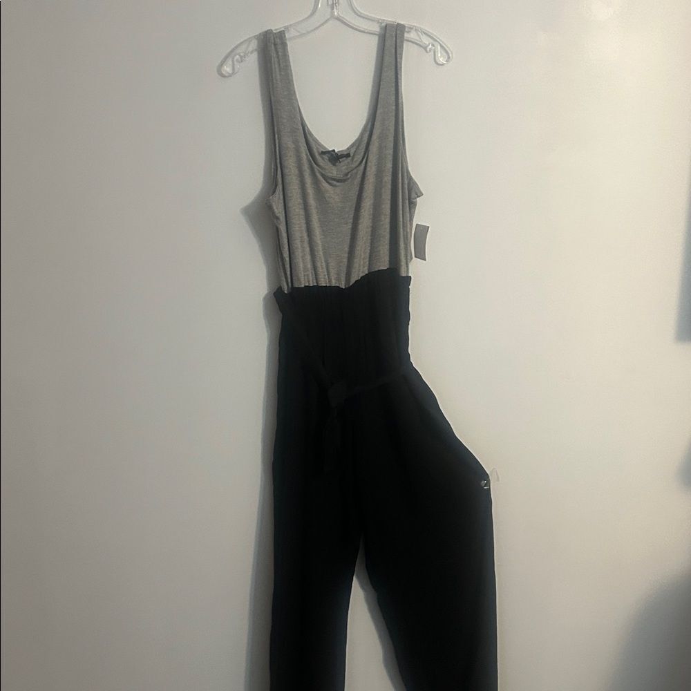 Boston Proper Gray/Black wide leg jumpsuit, size L